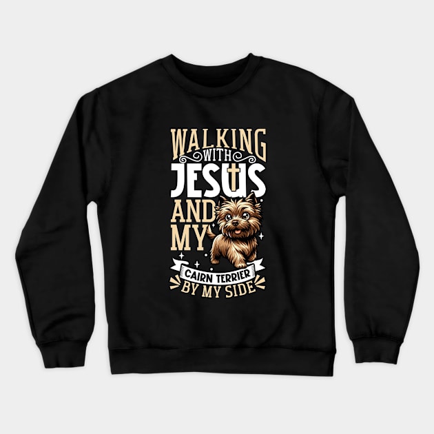 Jesus and dog - Cairn Terrier Crewneck Sweatshirt by Modern Medieval Design